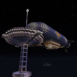A futuristic zeppelin rendered in cubes