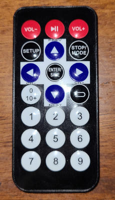 Photo of remote layout, repeated in following table.